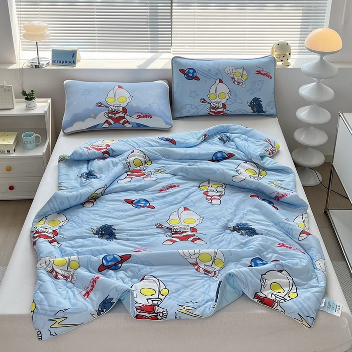 91家纺网 家纺一手货源 找家纺 （总）蘭菲家纺 2025新款凉感丝奥特曼印花夏被