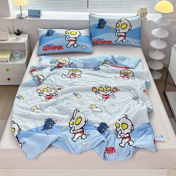 91家纺网 家纺一手货源 找家纺 （总）蘭菲家纺 2025新款凉感丝奥特曼印花夏被