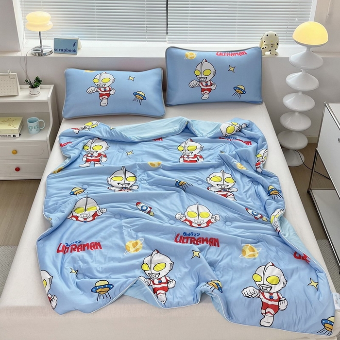 91家纺网 家纺一手货源 找家纺 （总）蘭菲家纺 2025新款凉感丝奥特曼印花夏被