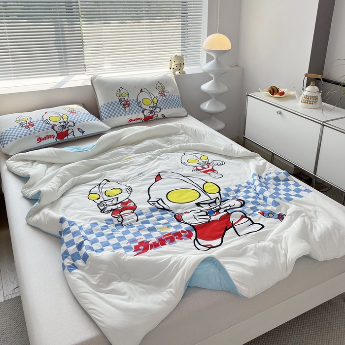 91家纺网 家纺一手货源 找家纺 蘭菲家纺 2025新款凉感丝奥特曼印花夏被 超人兄弟