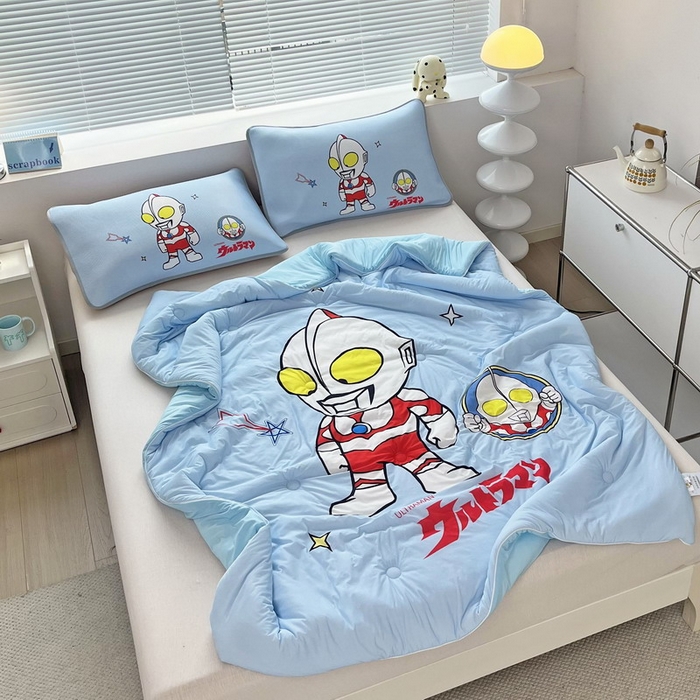 91家纺网 家纺一手货源 找家纺 蘭菲家纺 2025新款凉感丝奥特曼印花夏被 成功