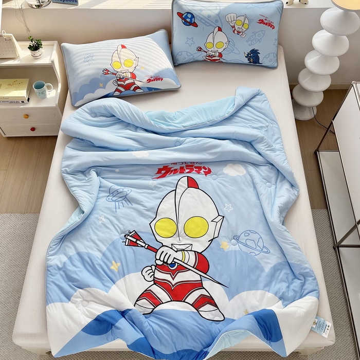 91家纺网 家纺一手货源 找家纺 蘭菲家纺 2025新款凉感丝奥特曼印花夏被 独行者