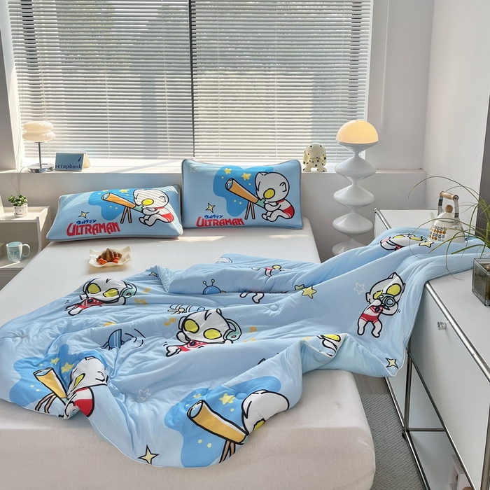 91家纺网 家纺一手货源 找家纺 蘭菲家纺 2025新款凉感丝奥特曼印花夏被 科学家