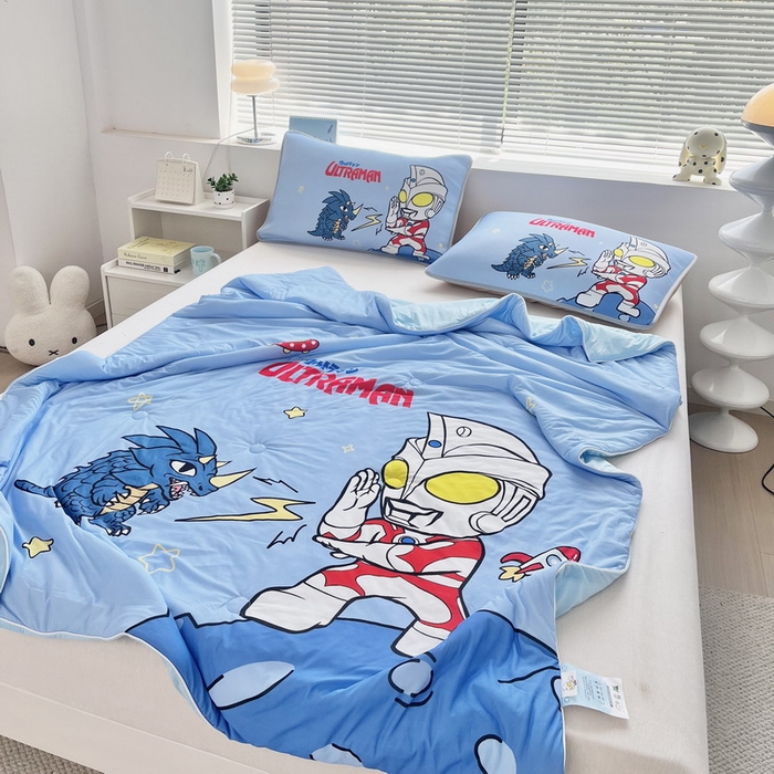 91家纺网 家纺一手货源 找家纺 蘭菲家纺 2025新款凉感丝奥特曼印花夏被 闪电