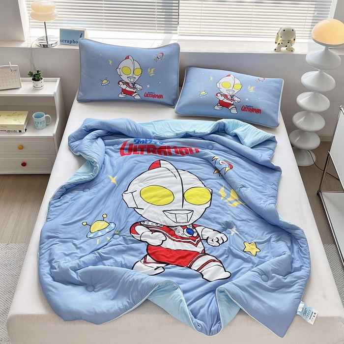 91家纺网 家纺一手货源 找家纺 蘭菲家纺 2025新款凉感丝奥特曼印花夏被 王者