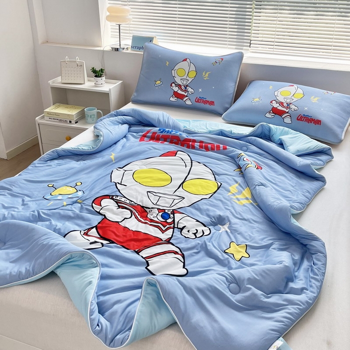 91家纺网 家纺一手货源 找家纺 蘭菲家纺 2025新款凉感丝奥特曼印花夏被 王者