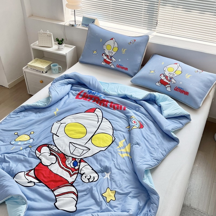 91家纺网 家纺一手货源 找家纺 蘭菲家纺 2025新款凉感丝奥特曼印花夏被 王者