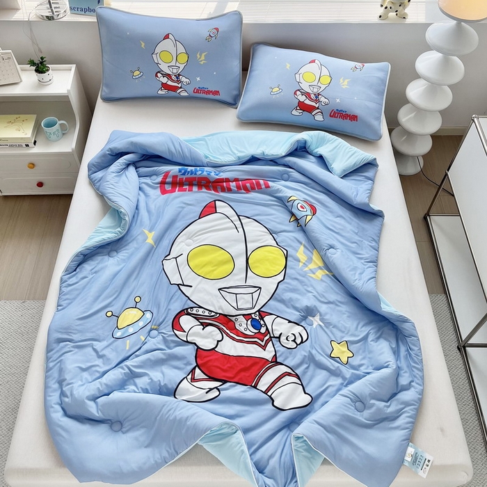 91家纺网 家纺一手货源 找家纺 蘭菲家纺 2025新款凉感丝奥特曼印花夏被 王者