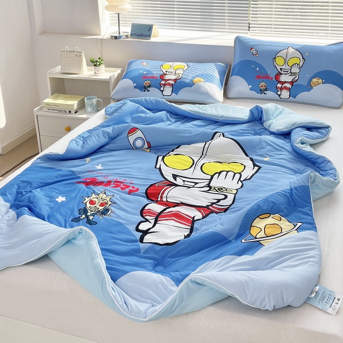 91家纺网 家纺一手货源 找家纺 蘭菲家纺 2025新款凉感丝奥特曼印花夏被 无敌