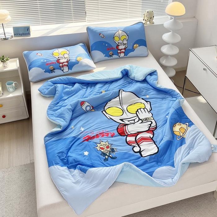 91家纺网 家纺一手货源 找家纺 蘭菲家纺 2025新款凉感丝奥特曼印花夏被 无敌