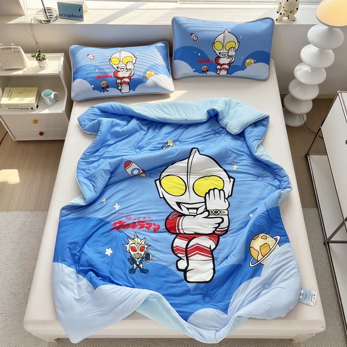 91家纺网 家纺一手货源 找家纺 蘭菲家纺 2025新款凉感丝奥特曼印花夏被 无敌