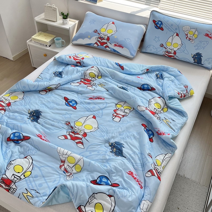 91家纺网 家纺一手货源 找家纺 蘭菲家纺 2025新款凉感丝奥特曼印花夏被 宇宙飞人