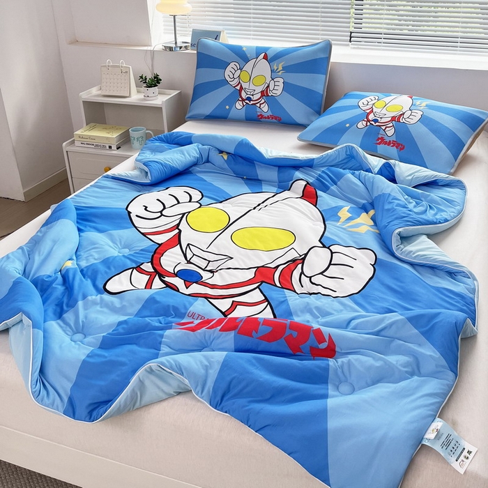 91家纺网 家纺一手货源 找家纺 蘭菲家纺 2025新款凉感丝奥特曼印花夏被 正义之侠