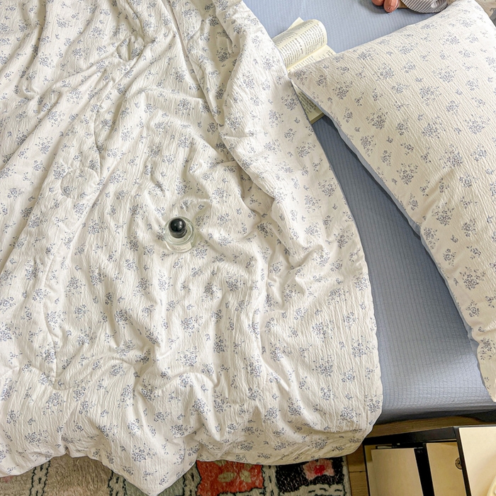 91家纺网 家纺一手货源 找家纺 仟网汇 2025新款皱皱纱简单款夏被四件套 兰黛