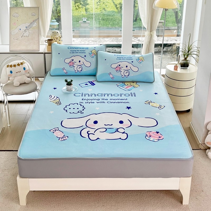 91家纺网 家纺一手货源 找家纺 （总）蘭菲家纺 2025新款三丽鸥卡通印花冰丝凉席