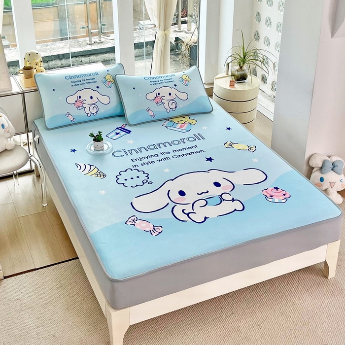 91家纺网 家纺一手货源 找家纺 （总）蘭菲家纺 2025新款三丽鸥卡通印花冰丝凉席