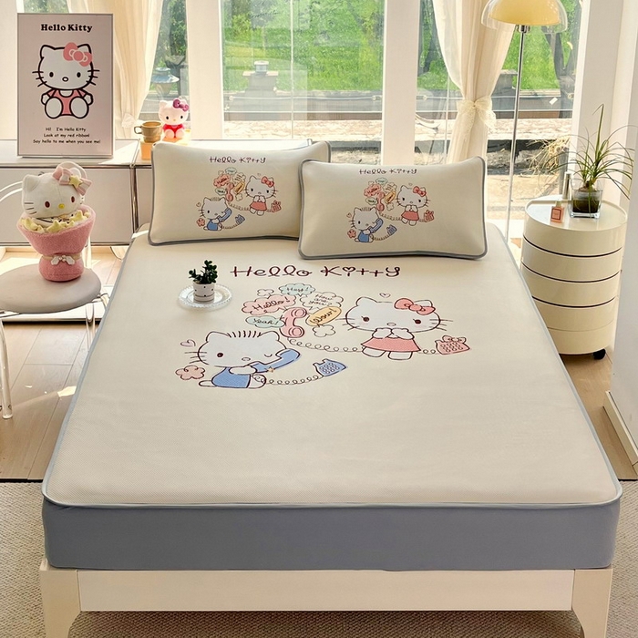 91家纺网 家纺一手货源 找家纺 （总）蘭菲家纺 2025新款三丽鸥卡通印花冰丝凉席