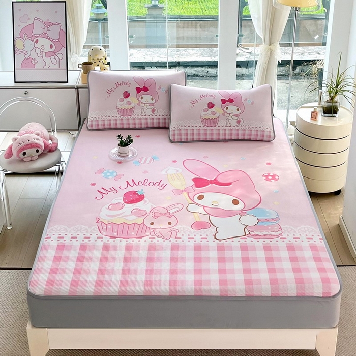 91家纺网 家纺一手货源 找家纺 （总）蘭菲家纺 2025新款三丽鸥卡通印花冰丝凉席