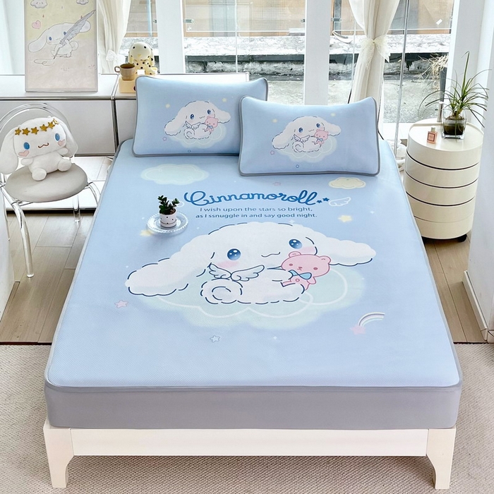 91家纺网 家纺一手货源 找家纺 （总）蘭菲家纺 2025新款三丽鸥卡通印花冰丝凉席