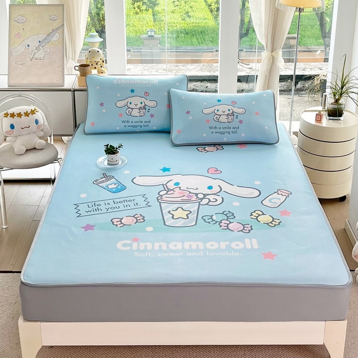 91家纺网 家纺一手货源 找家纺 （总）蘭菲家纺 2025新款三丽鸥卡通印花冰丝凉席