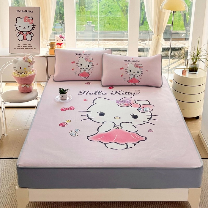 91家纺网 家纺一手货源 找家纺 （总）蘭菲家纺 2025新款三丽鸥卡通印花冰丝凉席