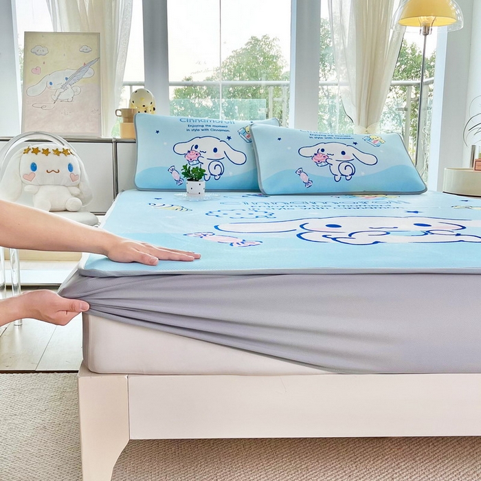 91家纺网 家纺一手货源 找家纺 蘭菲家纺 2025新款三丽鸥卡通印花冰丝凉席 吃货