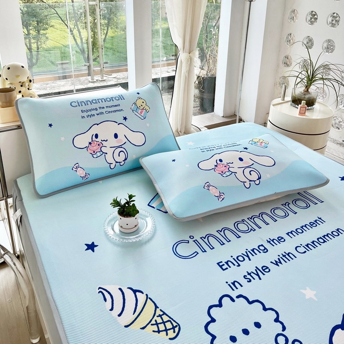 91家纺网 家纺一手货源 找家纺 蘭菲家纺 2025新款三丽鸥卡通印花冰丝凉席 吃货