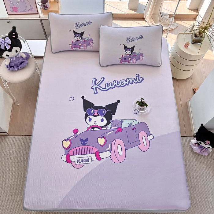 91家纺网 家纺一手货源 找家纺 蘭菲家纺 2025新款三丽鸥卡通印花冰丝凉席 兜风