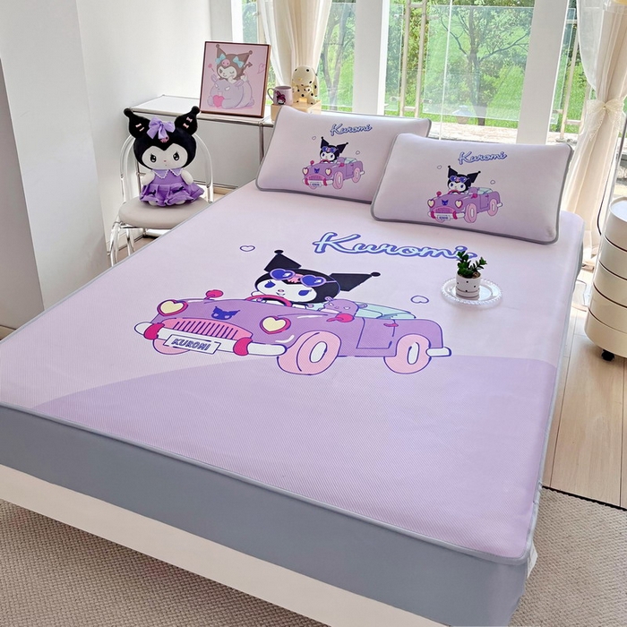 91家纺网 家纺一手货源 找家纺 蘭菲家纺 2025新款三丽鸥卡通印花冰丝凉席 兜风