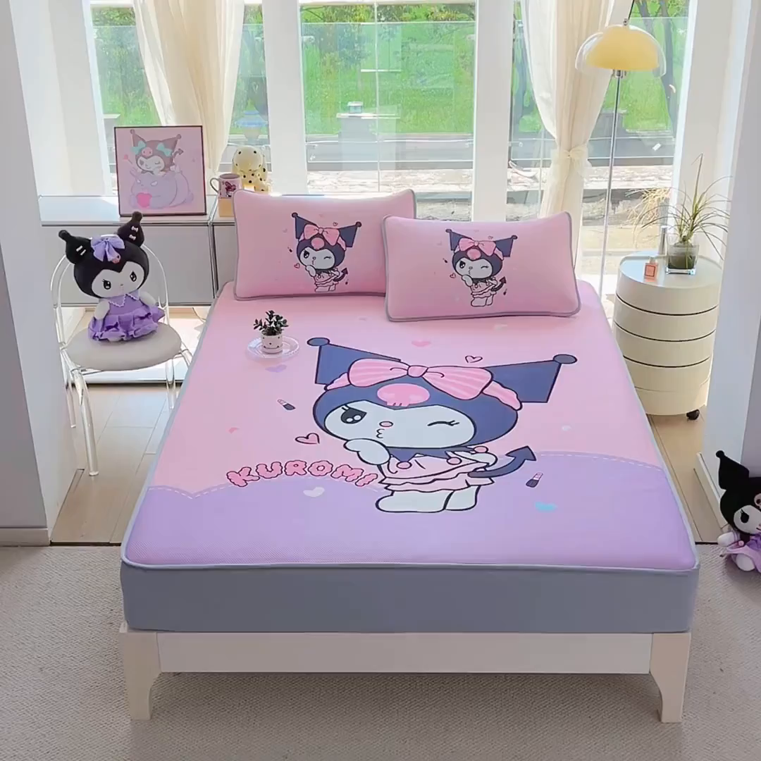 91家纺网 家纺一手货源 找家纺 蘭菲家纺 2025新款三丽鸥卡通印花冰丝凉席 公主酱小库