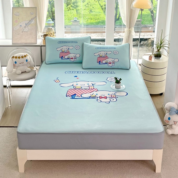 91家纺网 家纺一手货源 找家纺 蘭菲家纺 2025新款三丽鸥卡通印花冰丝凉席 聚餐