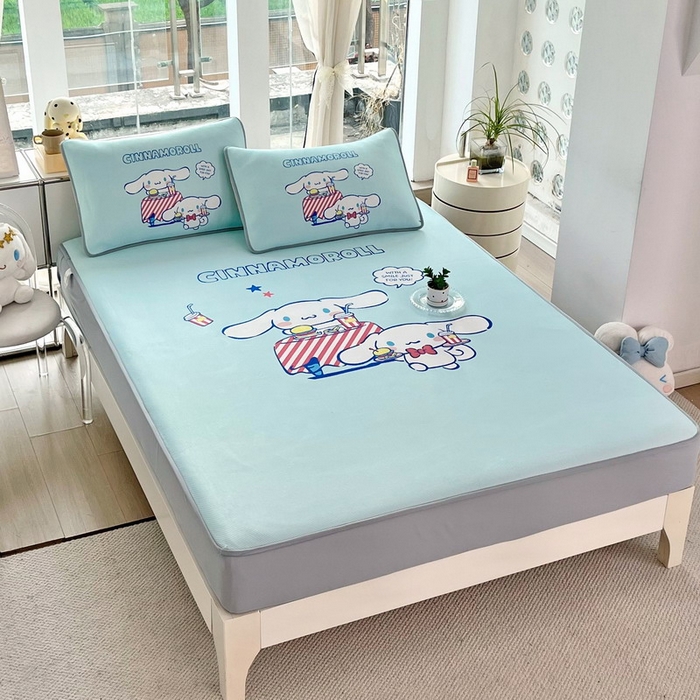 91家纺网 家纺一手货源 找家纺 蘭菲家纺 2025新款三丽鸥卡通印花冰丝凉席 聚餐