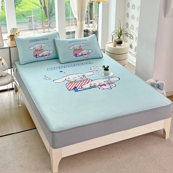 91家纺网 家纺一手货源 找家纺 蘭菲家纺 2025新款三丽鸥卡通印花冰丝凉席 聚餐