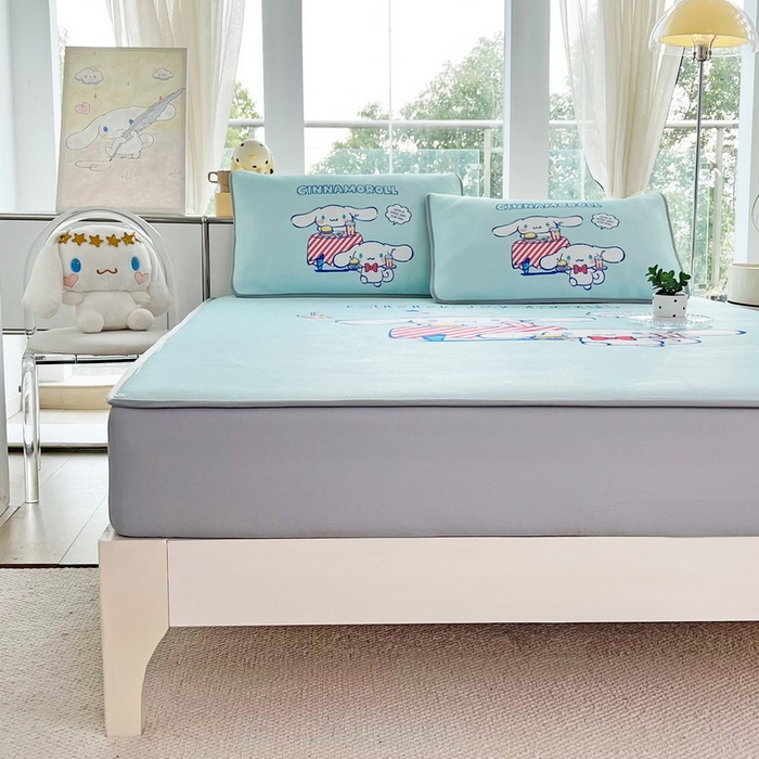 91家纺网 家纺一手货源 找家纺 蘭菲家纺 2025新款三丽鸥卡通印花冰丝凉席 聚餐