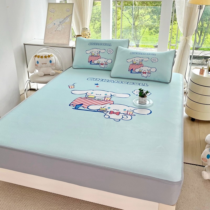 91家纺网 家纺一手货源 找家纺 蘭菲家纺 2025新款三丽鸥卡通印花冰丝凉席 聚餐