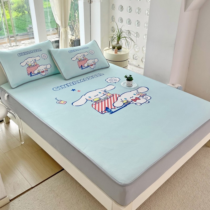 91家纺网 家纺一手货源 找家纺 蘭菲家纺 2025新款三丽鸥卡通印花冰丝凉席 聚餐