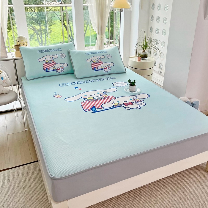 91家纺网 家纺一手货源 找家纺 蘭菲家纺 2025新款三丽鸥卡通印花冰丝凉席 聚餐