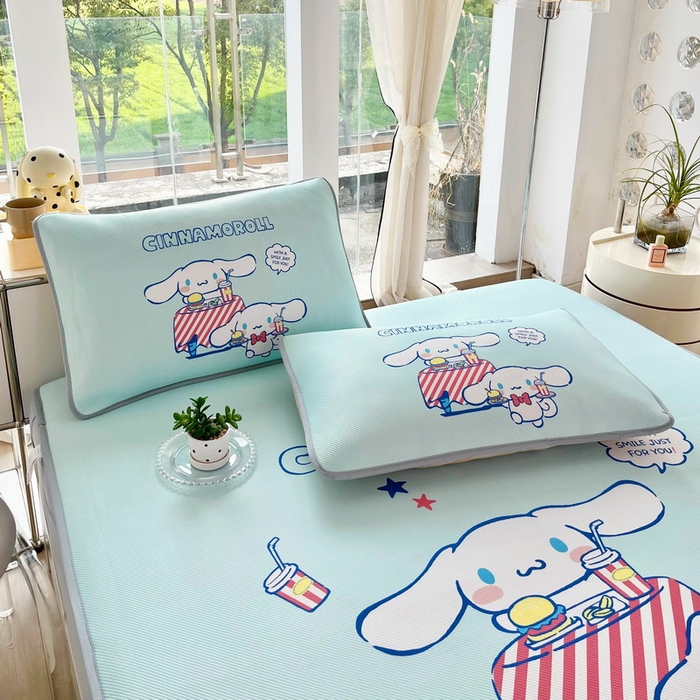 91家纺网 家纺一手货源 找家纺 蘭菲家纺 2025新款三丽鸥卡通印花冰丝凉席 聚餐