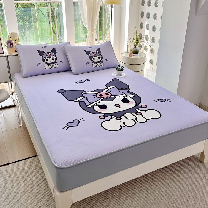 91家纺网 家纺一手货源 找家纺 蘭菲家纺 2025新款三丽鸥卡通印花冰丝凉席 乐巴库