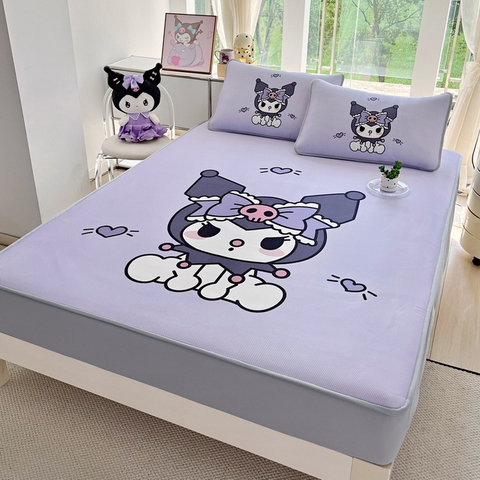 91家纺网 家纺一手货源 找家纺 蘭菲家纺 2025新款三丽鸥卡通印花冰丝凉席 乐巴库