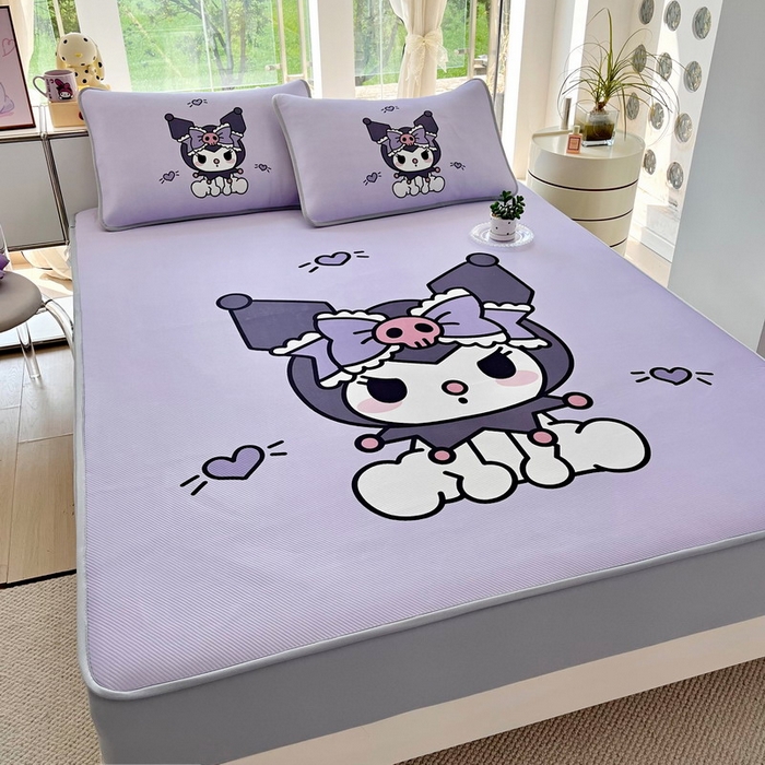 91家纺网 家纺一手货源 找家纺 蘭菲家纺 2025新款三丽鸥卡通印花冰丝凉席 乐巴库