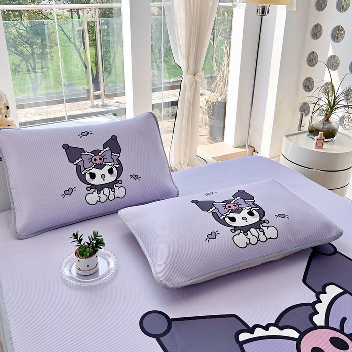 91家纺网 家纺一手货源 找家纺 蘭菲家纺 2025新款三丽鸥卡通印花冰丝凉席 乐巴库