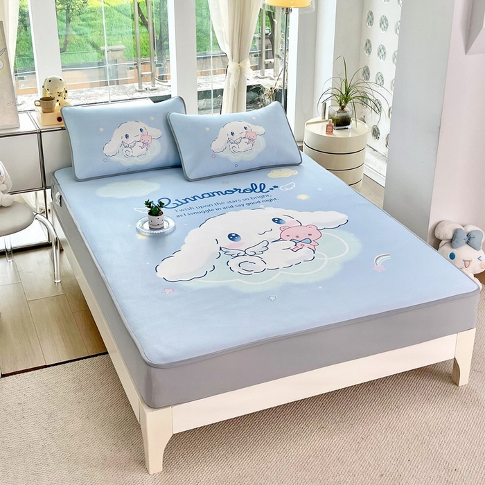 91家纺网 家纺一手货源 找家纺 蘭菲家纺 2025新款三丽鸥卡通印花冰丝凉席 棉花糖