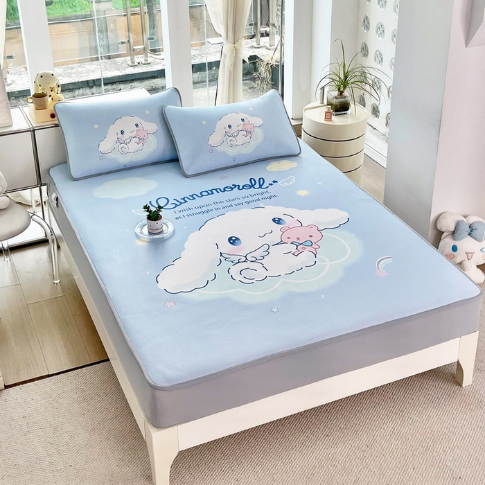 91家纺网 家纺一手货源 找家纺 蘭菲家纺 2025新款三丽鸥卡通印花冰丝凉席 棉花糖