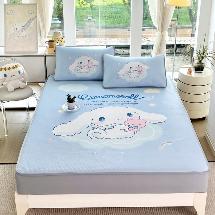 91家纺网 家纺一手货源 找家纺 蘭菲家纺 2025新款三丽鸥卡通印花冰丝凉席 棉花糖