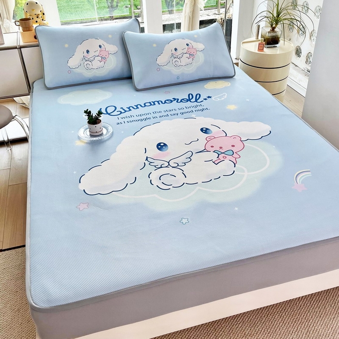 91家纺网 家纺一手货源 找家纺 蘭菲家纺 2025新款三丽鸥卡通印花冰丝凉席 棉花糖