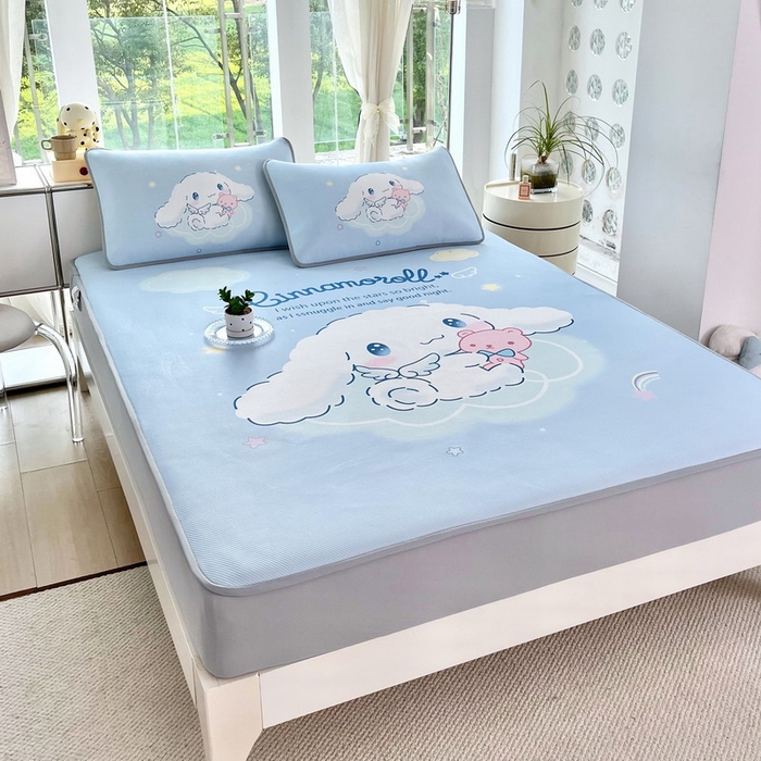 91家纺网 家纺一手货源 找家纺 蘭菲家纺 2025新款三丽鸥卡通印花冰丝凉席 棉花糖