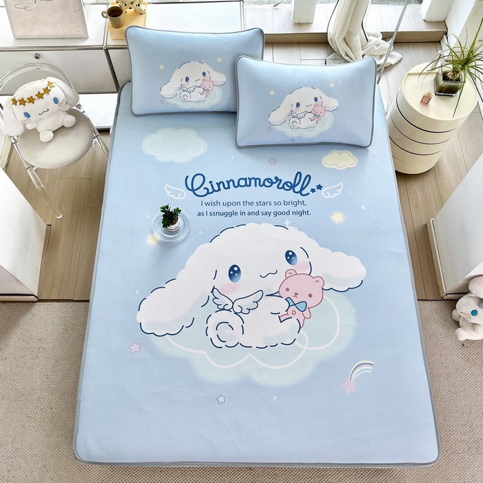 91家纺网 家纺一手货源 找家纺 蘭菲家纺 2025新款三丽鸥卡通印花冰丝凉席 棉花糖