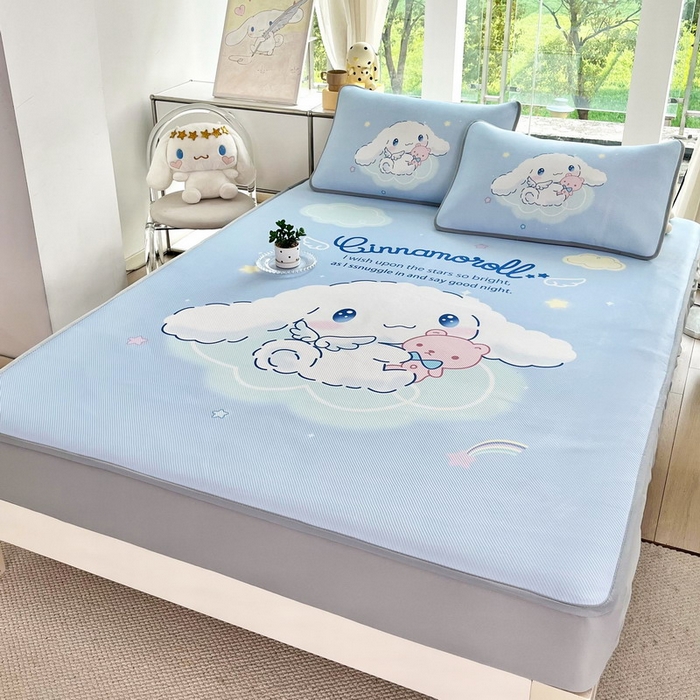 91家纺网 家纺一手货源 找家纺 蘭菲家纺 2025新款三丽鸥卡通印花冰丝凉席 棉花糖