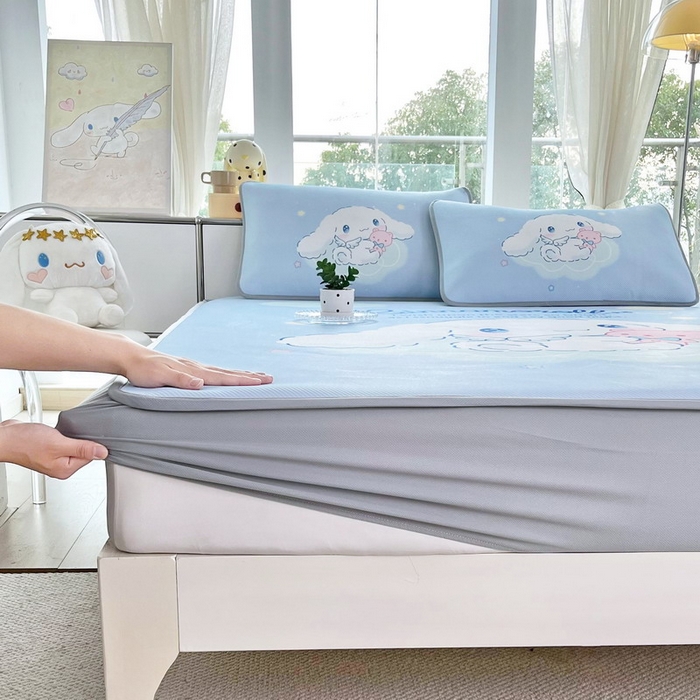 91家纺网 家纺一手货源 找家纺 蘭菲家纺 2025新款三丽鸥卡通印花冰丝凉席 棉花糖